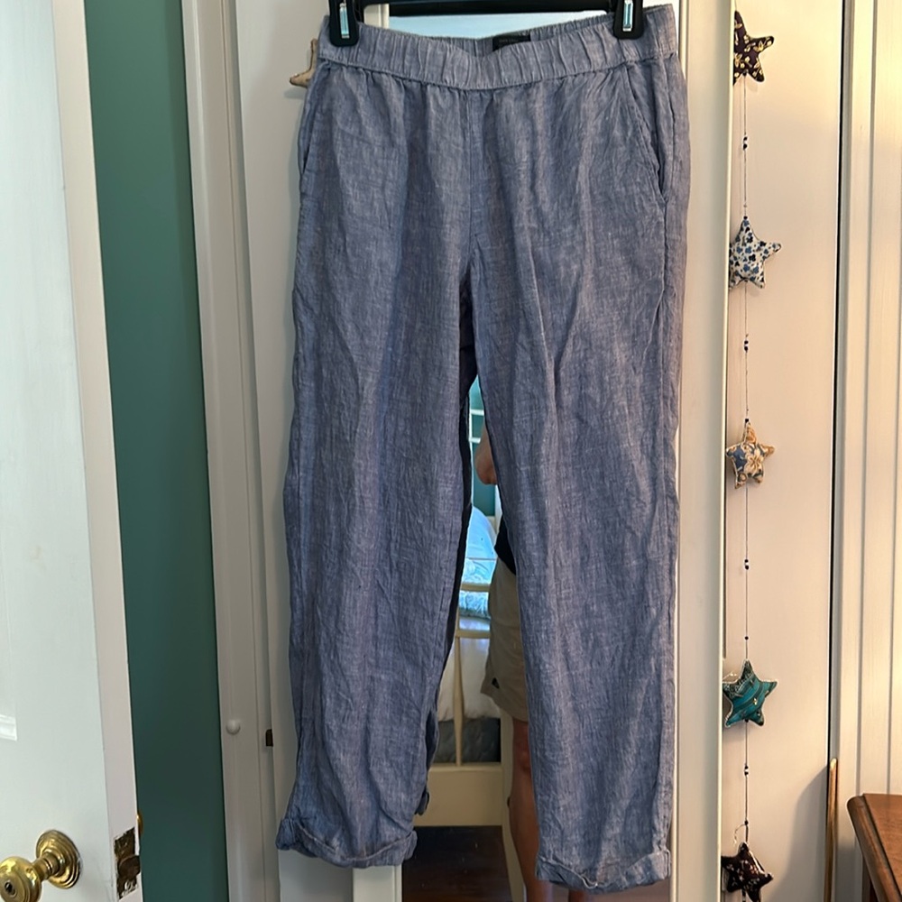 Rachel Roy blue linen pant S